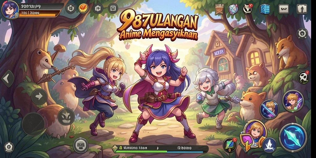 Tampilan gameplay penuh aksi dalam dunia Anime.