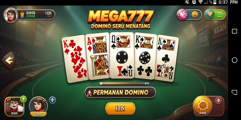 Tampilan seru gameplay MEGA777 yang menampilkan kartu Domino.