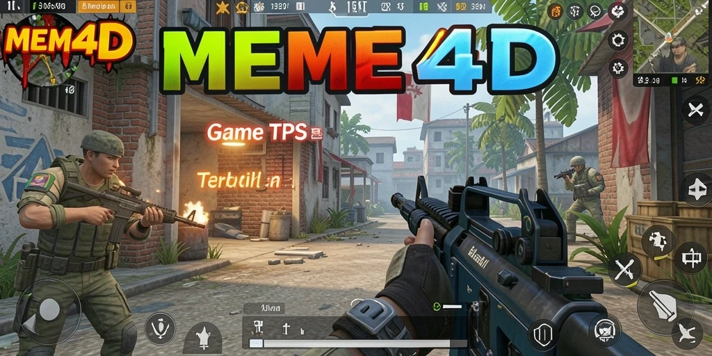 Tangkapan layar gameplay MEME4D menampilkan aksi tembak-menembak yang intens.