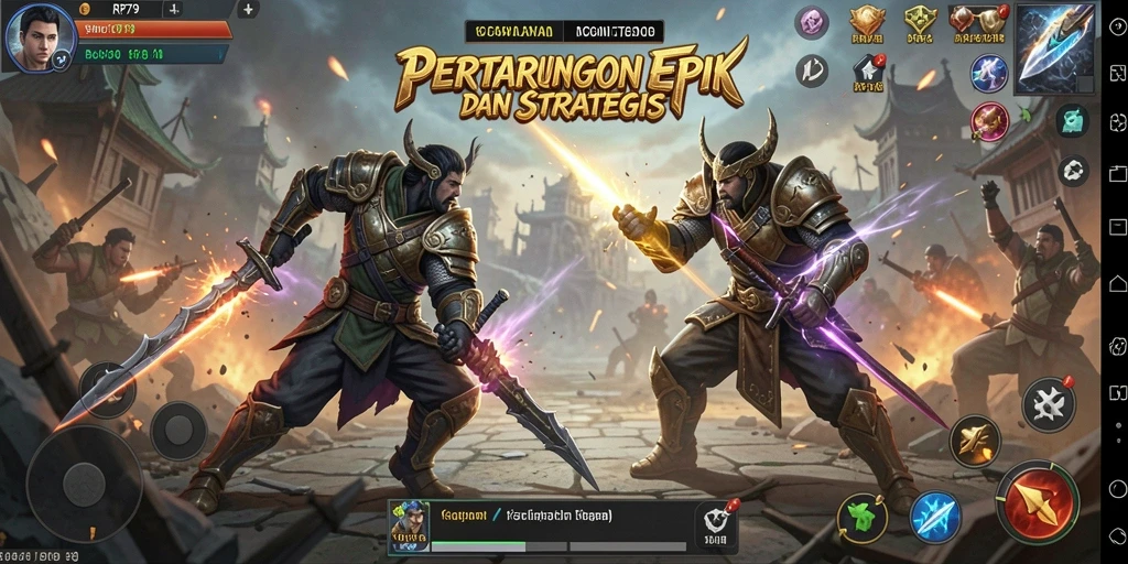 Tampilan gameplay RP79 yang intens dan mendebarkan di arena pertarungan.