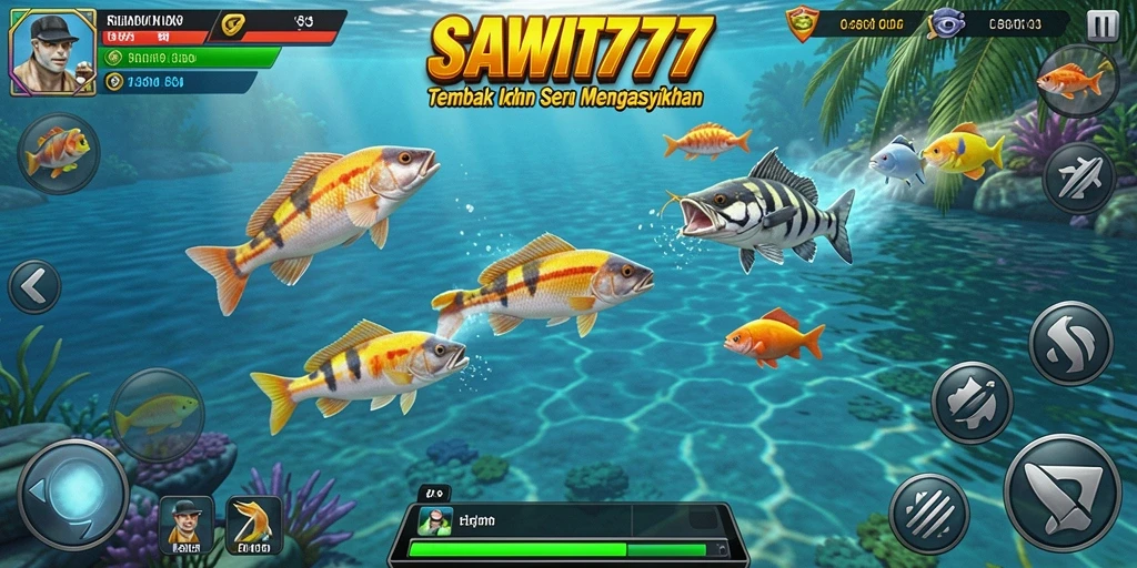 Screenshot gameplay SAWIT777 menampilkan aksi tembak ikan yang seru.