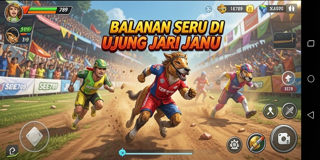 Tampilan permainan balap yang seru dan mendebarkan.