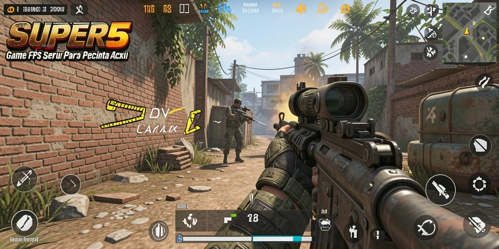 Tampilan gameplay SUPER5 yang seru dan mendebarkan.
