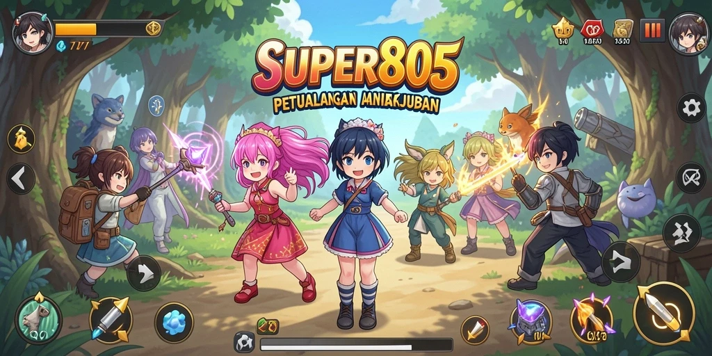 Gameplay SUPER805 dengan karakter Anime yang dinamis dan menarik.