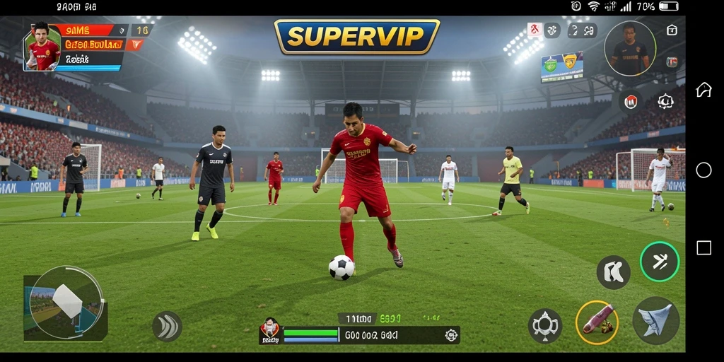 Tampilan gameplay menarik di SUPERVIP dengan aksi sepak bola yang mendebarkan.