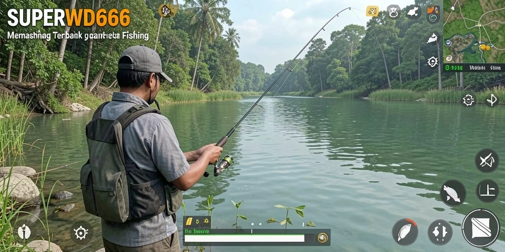 Tampilan gameplay memancing yang seru di SUPERWD666.